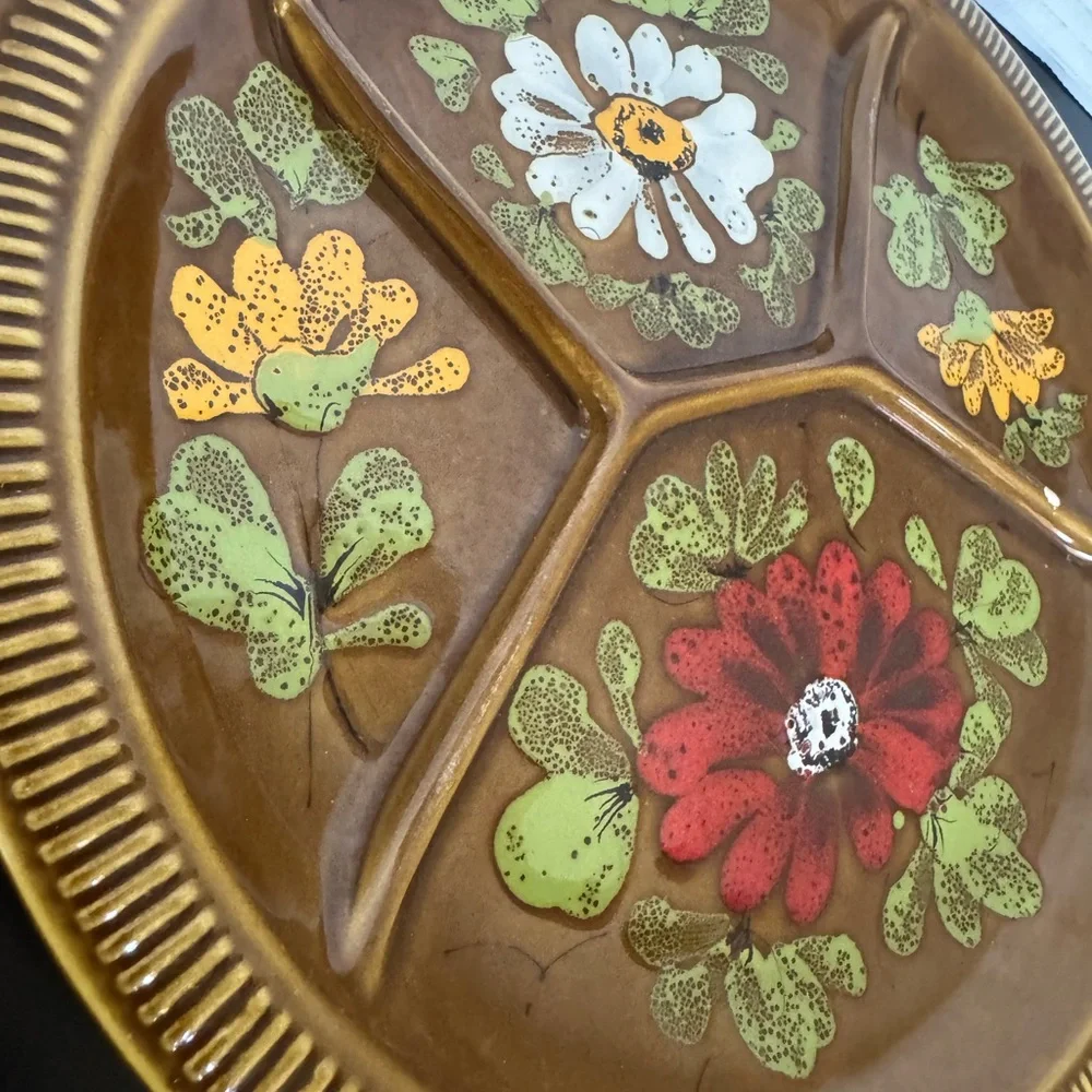 Vintage Italian Floral Divided Plate - Picture 2 of 6